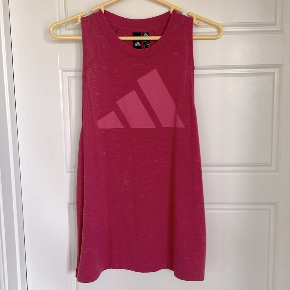 Adidas pink workout tank top size small